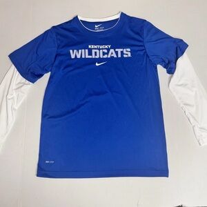 Nike Dri-Fit Kentucky Wildcats Mens XL Blue White Long Sleeve Performance Shirt